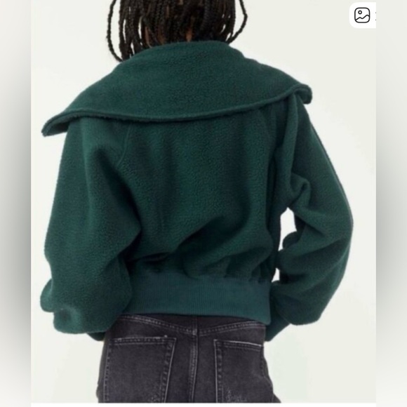 We the Free Shasta Fleece Snap-Up Bomber Cardi Jacket Deepest Spruce Small - Picture 2 of 6